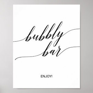 Elegant Black Calligraphy Bubbly Bar Sign