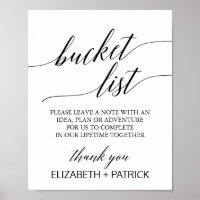 Elegant Black Calligraphy Bucket List Sign