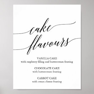 Elegant Black Calligraphy Cake Flavours Sign
