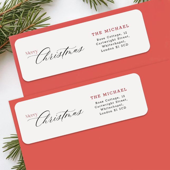 Elegant Black Calligraphy Christmas Return Address (Creator Uploaded)