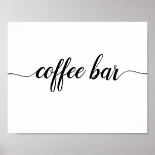 Elegant Black Calligraphy Coffee Bar Sign
