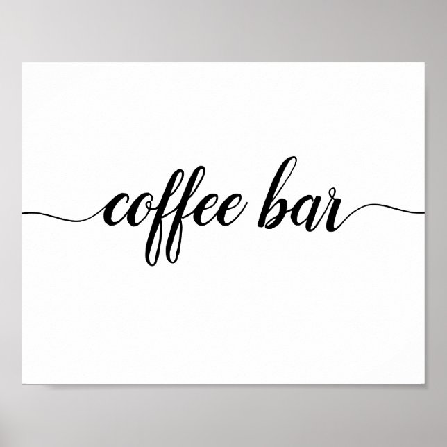 Elegant Black Calligraphy Coffee Bar Sign (Front)
