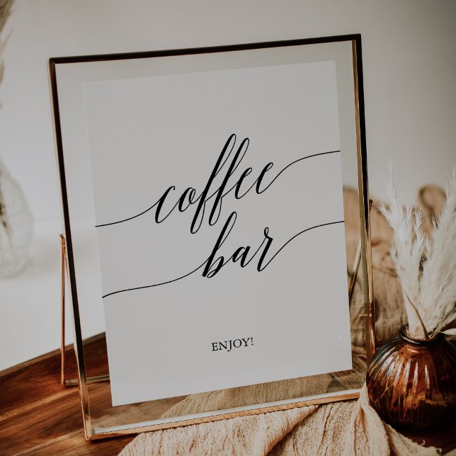 Elegant Black Calligraphy Coffee Bar Sign (Creator Uploaded)