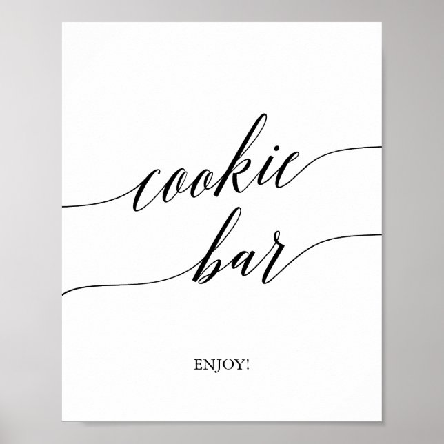 Elegant Black Calligraphy Cookie Bar Sign (Front)