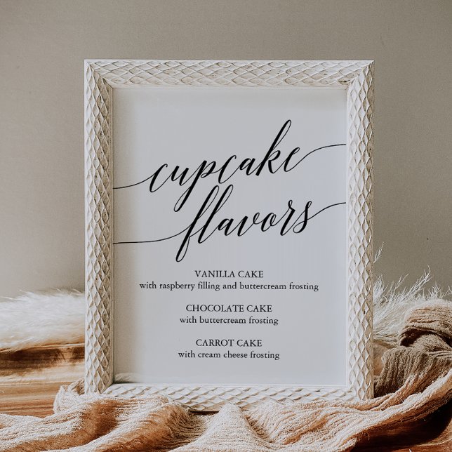 Elegant Black Calligraphy Cupcake Flavors Sign (Creator Uploaded)