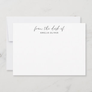 Elegant Black Calligraphy Custom From Desk of Name Card