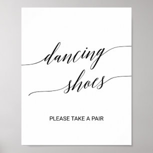 Elegant Black Calligraphy Dancing Shoes Sign