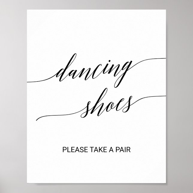 Elegant Black Calligraphy Dancing Shoes Sign (Front)