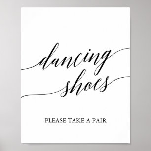 Elegant Black Calligraphy Dancing Shoes Sign