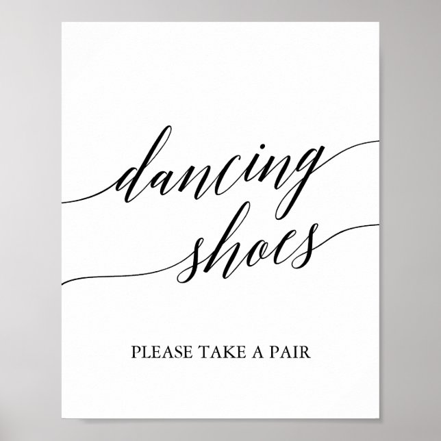 Elegant Black Calligraphy Dancing Shoes Sign (Front)