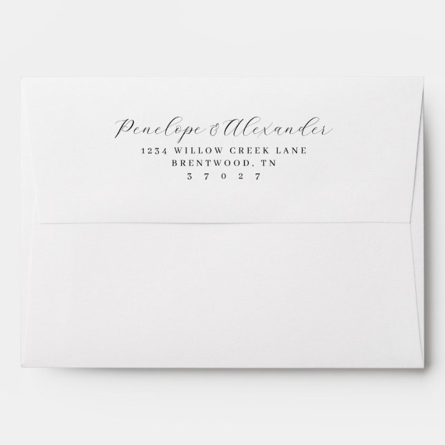 Elegant Black Calligraphy Envelope (Back (Top Flap))