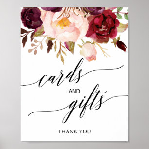 Elegant Black Calligraphy Floral Cards & Gift Sign