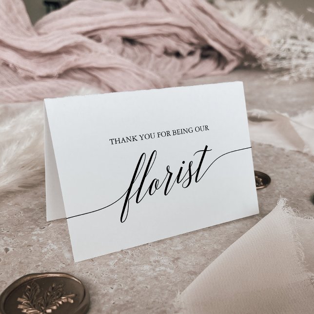 Elegant Black Calligraphy Florist Thank You Card (Creator Uploaded)