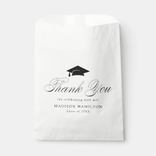 Elegant Black Calligraphy Graduation Thank You Favour Bags