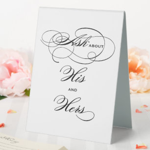 Elegant Black Calligraphy His and Hers Drinks