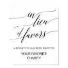 Elegant Black Calligraphy In Lieu Of Favors Sign