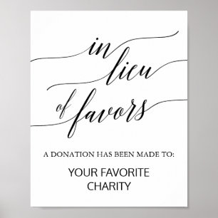 Elegant Black Calligraphy In Lieu Of Favours Sign