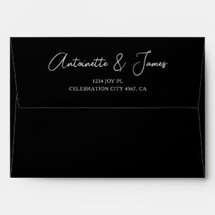 Elegant Black Calligraphy Names Address Wedding  Envelope