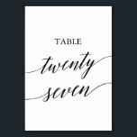 Elegant Black Calligraphy Number Twenty Seven Table Number<br><div class="desc">This elegant black calligraphy table twenty seven table number is perfect for a simple wedding. The neutral design features a minimalist card decorated with romantic and whimsical typography. The card prints on the front and back (double-sided). Other table numbers in the collection are sold separately.</div>