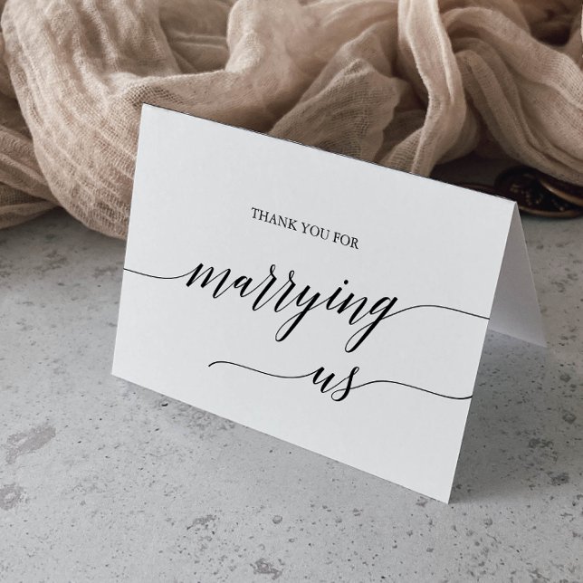 Elegant Black Calligraphy Officiant Thank You Card (Creator Uploaded)