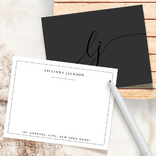 Elegant Black Calligraphy Personalised Stationery Card