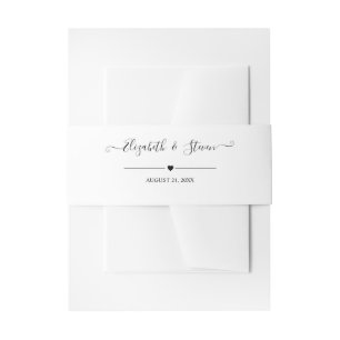 Elegant Black Calligraphy Personalised Wedding Invitation Belly Band