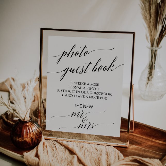 Elegant Black Calligraphy Photo Guest Book (Creator Uploaded)