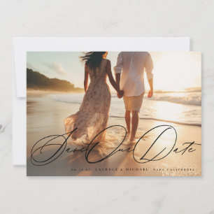 Elegant Black Calligraphy Photo The Wedding Save The Date