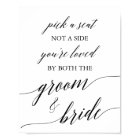 Elegant Black Calligraphy Pick A Seat Sign