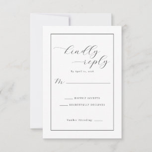 Elegant Black Calligraphy RSVP Card