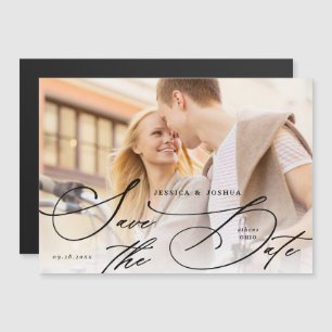 Elegant Black Calligraphy Save the Date Magnet