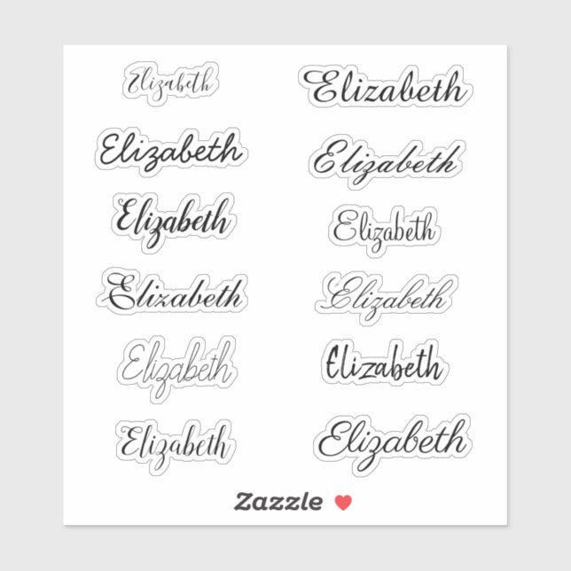 Elegant Black Calligraphy Script Name Personalised (Sheet)