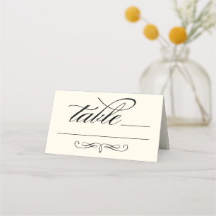 Elegant Black Calligraphy Script Wedding Table Place Card