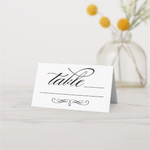 Elegant Black Calligraphy Script Wedding Table Place Card