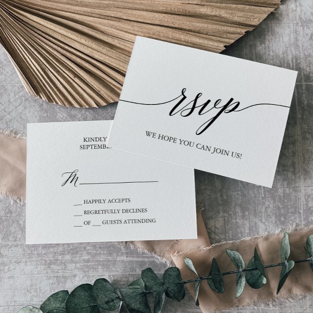 Elegant Black Calligraphy Simple RSVP Card (Creator Uploaded)