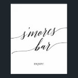 Elegant Black Calligraphy S'mores Bar Sign<br><div class="desc">This elegant black calligraphy s'mores bar sign is perfect for a simple wedding. The neutral design features a minimalist poster decorated with romantic and whimsical typography.</div>
