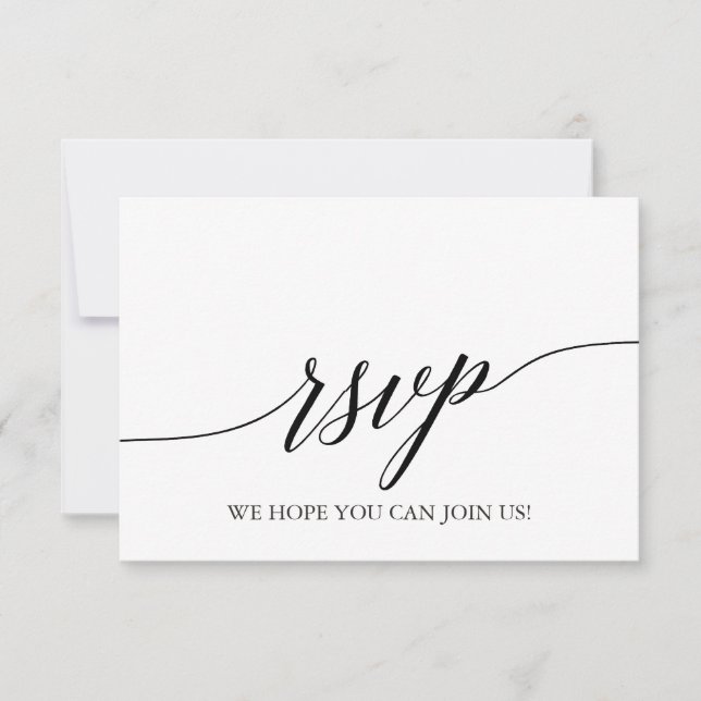 Elegant Black Calligraphy Song Request RSVP Card (Front)