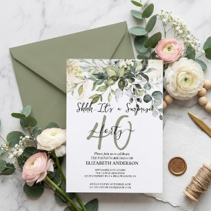 Elegant Black Calligraphy Surprise Party  Invitation