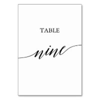 Elegant Black Calligraphy Table Nine Table Number