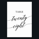 Elegant Black Calligraphy Table Number 28<br><div class="desc">This elegant black calligraphy table twenty eight table number is perfect for a simple wedding. The neutral design features a minimalist card decorated with romantic and whimsical typography. The card prints on the front and back (double-sided). Other table numbers in the collection are sold separately.</div>