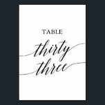 Elegant Black Calligraphy Table Number 33<br><div class="desc">This elegant black calligraphy table 33 table number is perfect for a simple wedding. The neutral design features a minimalist card decorated with romantic and whimsical typography. The card prints on the front and back (double-sided). Other table numbers in the collection are sold separately.</div>