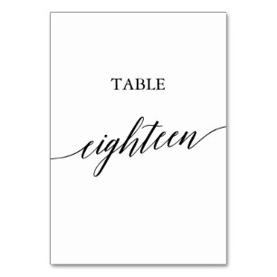 Elegant Black Calligraphy Table Number Eighteen