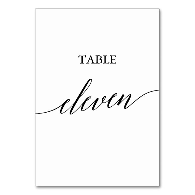 Elegant Black Calligraphy Table Number Eleven (Front)