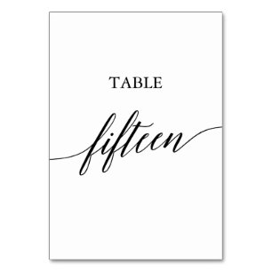 Elegant Black Calligraphy Table Number Fifteen