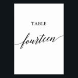 Elegant Black Calligraphy Table Number Fourteen<br><div class="desc">This elegant black calligraphy table fourteen table number is perfect for a simple wedding. The neutral design features a minimalist card decorated with romantic and whimsical typography. The card prints on the front and back (double-sided). Other table numbers in the collection are sold separately.</div>