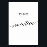 Elegant Black Calligraphy Table Number Seventeen<br><div class="desc">This elegant black calligraphy table seventeen table number is perfect for a simple wedding. The neutral design features a minimalist card decorated with romantic and whimsical typography. The card prints on the front and back (double-sided). Other table numbers in the collection are sold separately.</div>