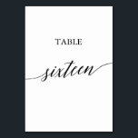 Elegant Black Calligraphy Table Number Sixteen<br><div class="desc">This elegant black calligraphy table sixteen table number is perfect for a simple wedding. The neutral design features a minimalist card decorated with romantic and whimsical typography. The card prints on the front and back (double-sided). Other table numbers in the collection are sold separately.</div>