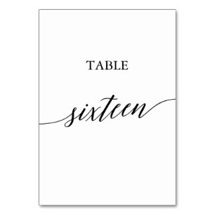 Elegant Black Calligraphy Table Number Sixteen