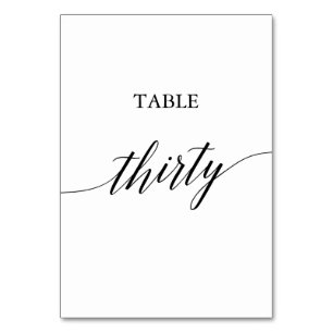 Elegant Black Calligraphy Table Number Thirty