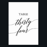 Elegant Black Calligraphy Table Number Thirty Four<br><div class="desc">This elegant black calligraphy table thirty four table number is perfect for a simple wedding. The neutral design features a minimalist card decorated with romantic and whimsical typography. The card prints on the front and back (double-sided). Other table numbers in the collection are sold separately.</div>